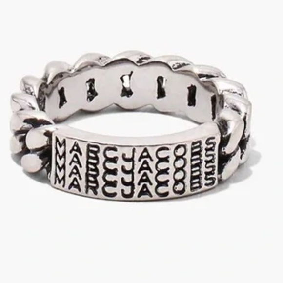 Marc Jacobs the Barcode Monogram ID Chain Ring Silver - Size 10 NWT - Picture 1 of 8